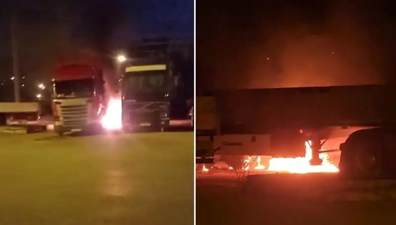 Park Halindeki Tırlara Kundaklama Şoku: Olay Yeri Gözler Önünde
